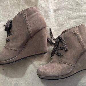 Dolce Vita Taupe Suede Wedge Booties